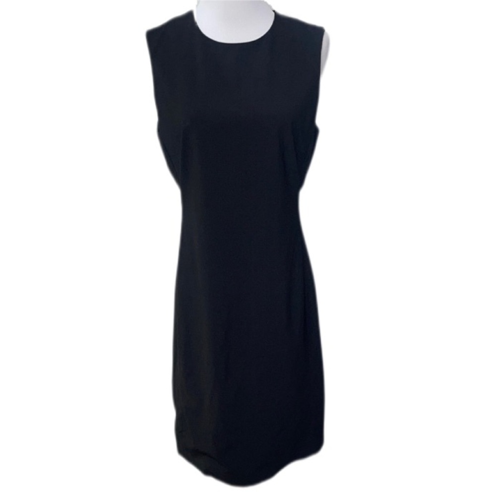 THEORY Black Sleeveless Lightweight Wool Sheath Dress